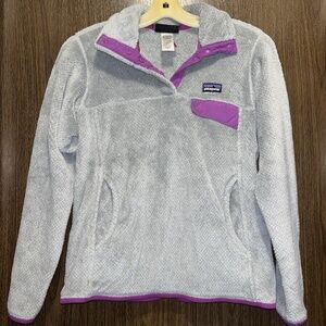 Patagonia Women's Gray Purple Polartec Re-Tool Snap-T Fleece Pullover Sz: Small